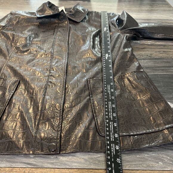Vintage Alanni Womens Jacket XL Black Faux Leather Alligator Pockets Mob Wife - Picture 8 of 10